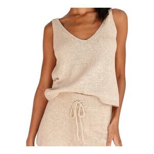 Sage the Label Lady Beige V-neck Knit Tank Top Neutral Coastal Grandma Women's L